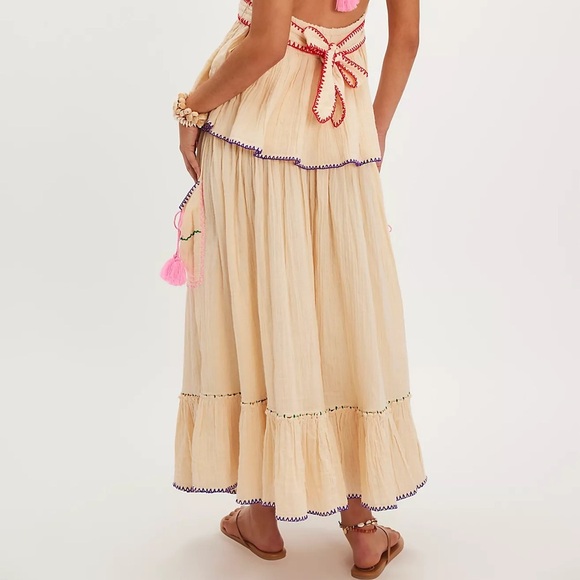 FREE PEOPLE Island Time Embroidered Skirt S - Picture 3 of 8